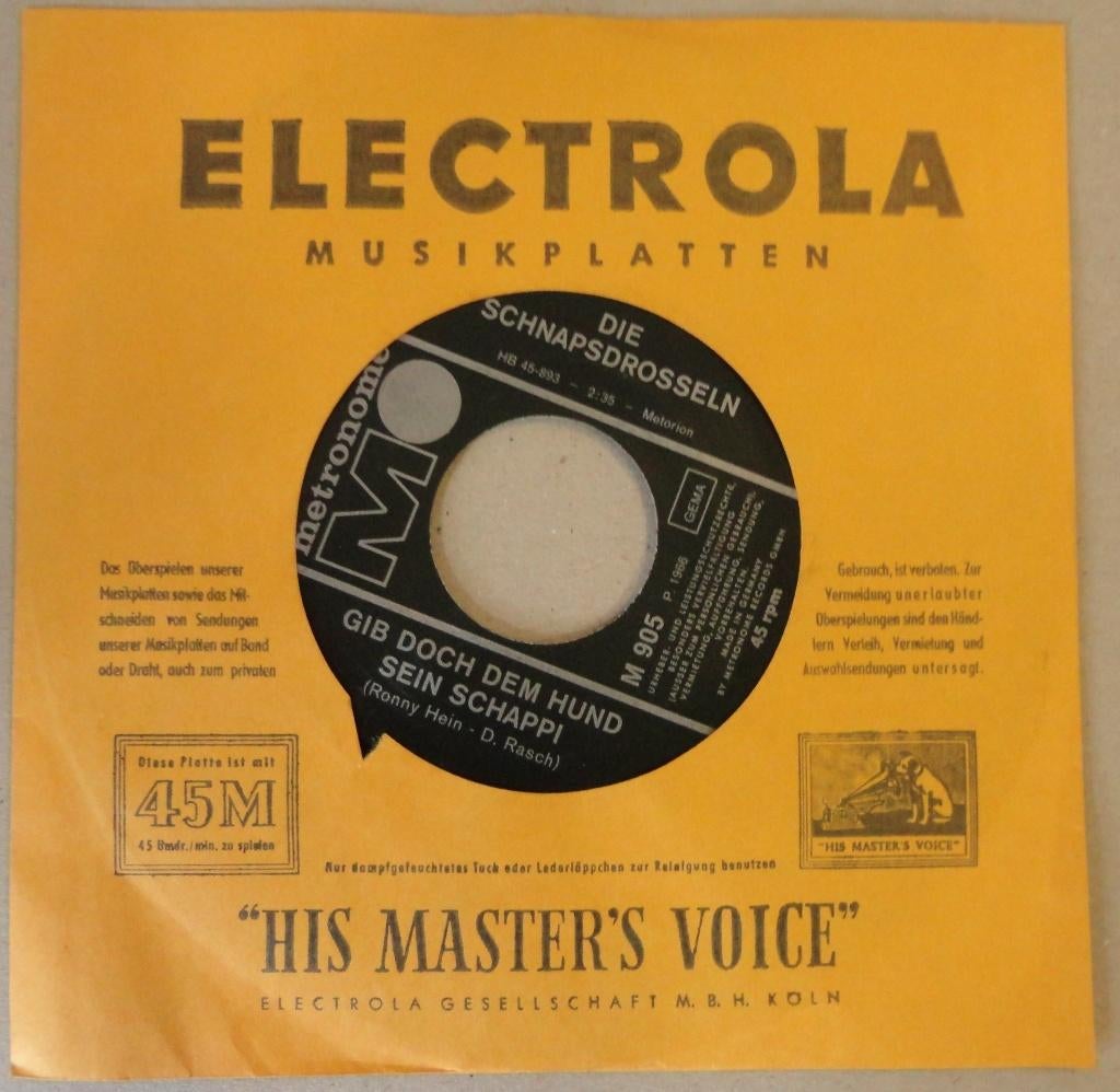 Die Schnapsdrosseln > Gib doch dem hund sein schappi, Gebruikt, Overige genres, 7 inch, Single