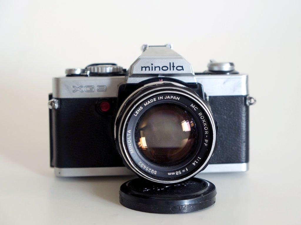 Minolta XG-9 body, MC Rokkor PF 58mm f 1.4 lens, Audio, Tv en Foto, Fotocamera's Analoog, Gebruikt, Spiegelreflex, Minolta, Ophalen