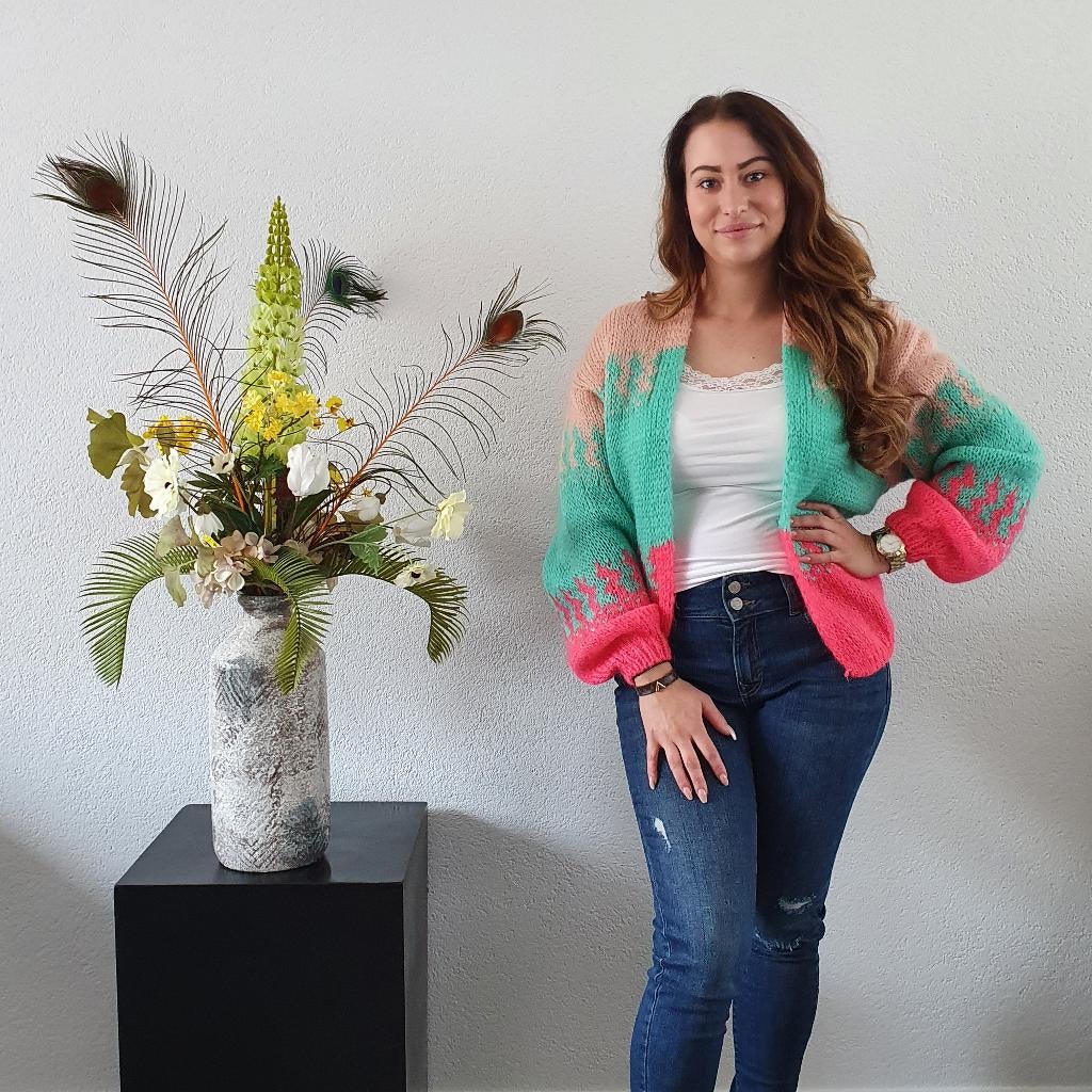 Vest Kort Zalm/Mint/Roze, Kleding | Dames, Truien en Vesten, Nieuw, Maat 38/40 (M), Roze, Verzenden