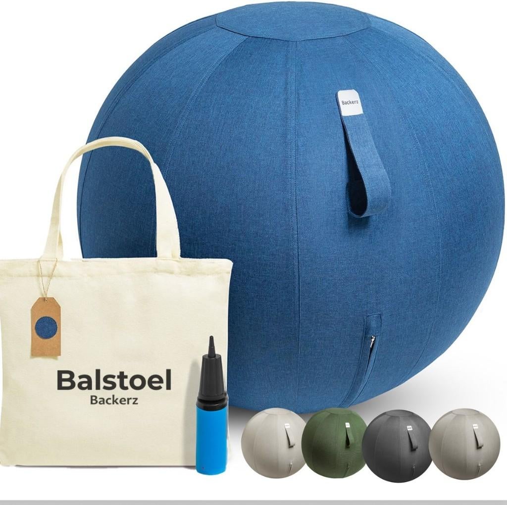 VAN 65,- VOOR 35,- EURO - 55CM ERGONOMISCHE ZITBAL BACKERS.., Balstoel, Blauw, ., Nieuw