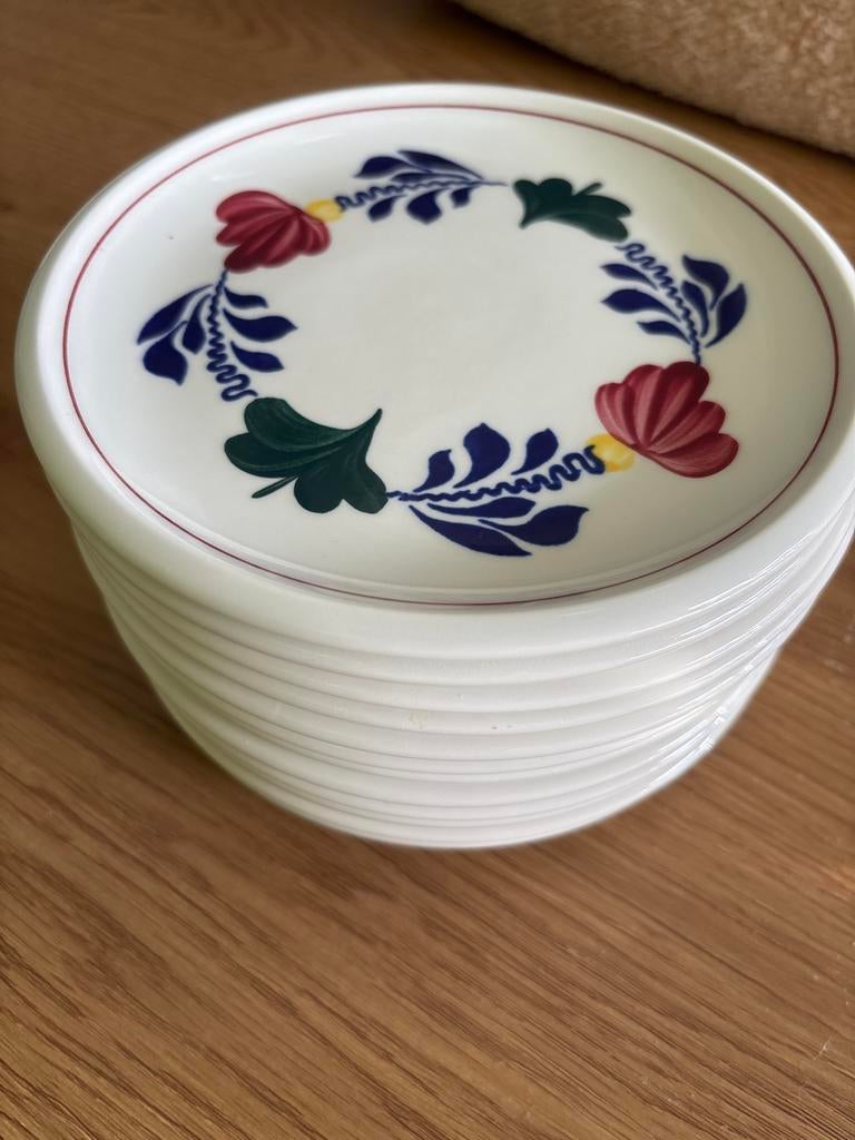 Boerenbond gebaksbordjes, Huis en Inrichting, Keuken | Servies, Ophalen, Gebruikt, Bord(en), Aardewerk