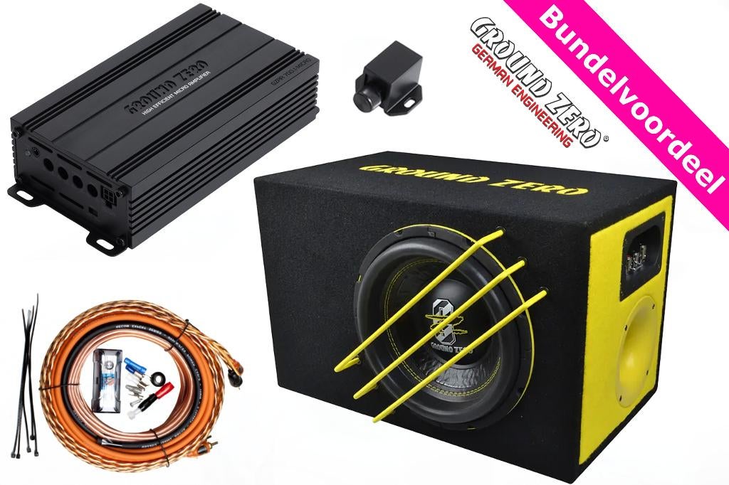 Ground Zero GZRB 25SPL + Monoblock & Kabels *Bundelset*, ., Nieuw, Ophalen of Verzenden, .