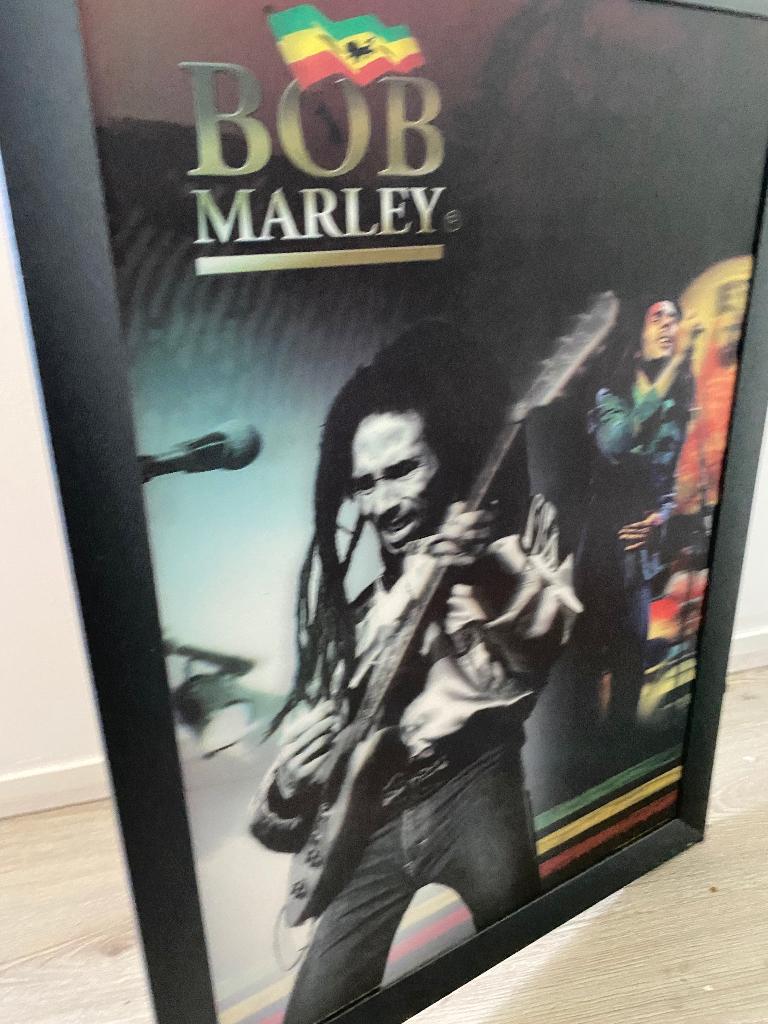 3d holografische muurversiering Bob Marley houten omlijsting, Ophalen of Verzenden