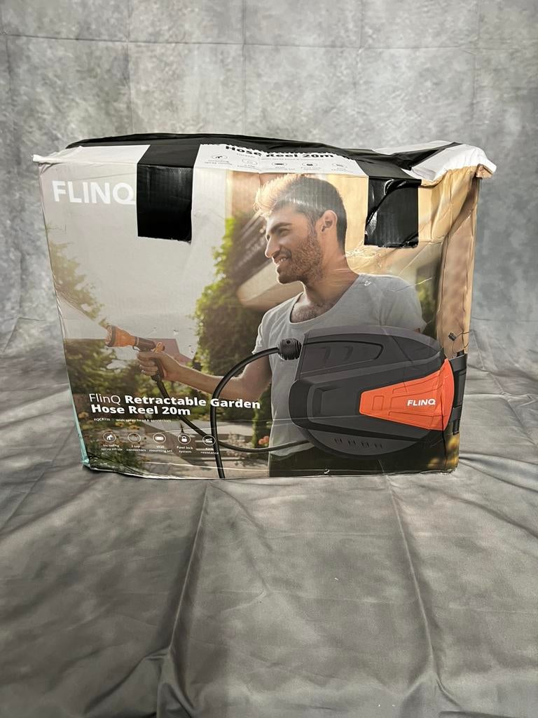 FlinQ Tuinslanghaspel 20 meter - Automatisch - 180, Tuin en Terras, Tuinslangen, Ophalen of Verzenden, Zo goed als nieuw, Tuinslanghaspel