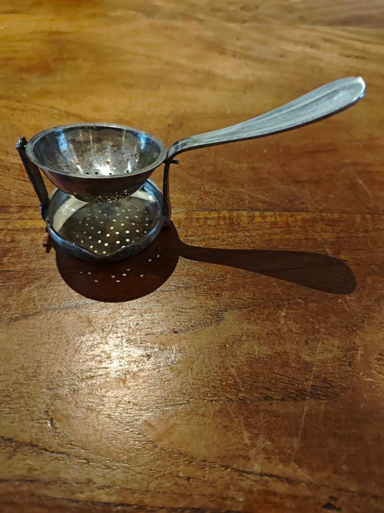 Antiek  Theezeefje met Houder, Antiek en Kunst, Antiek | Goud en Zilver, Ophalen of Verzenden, Zilver