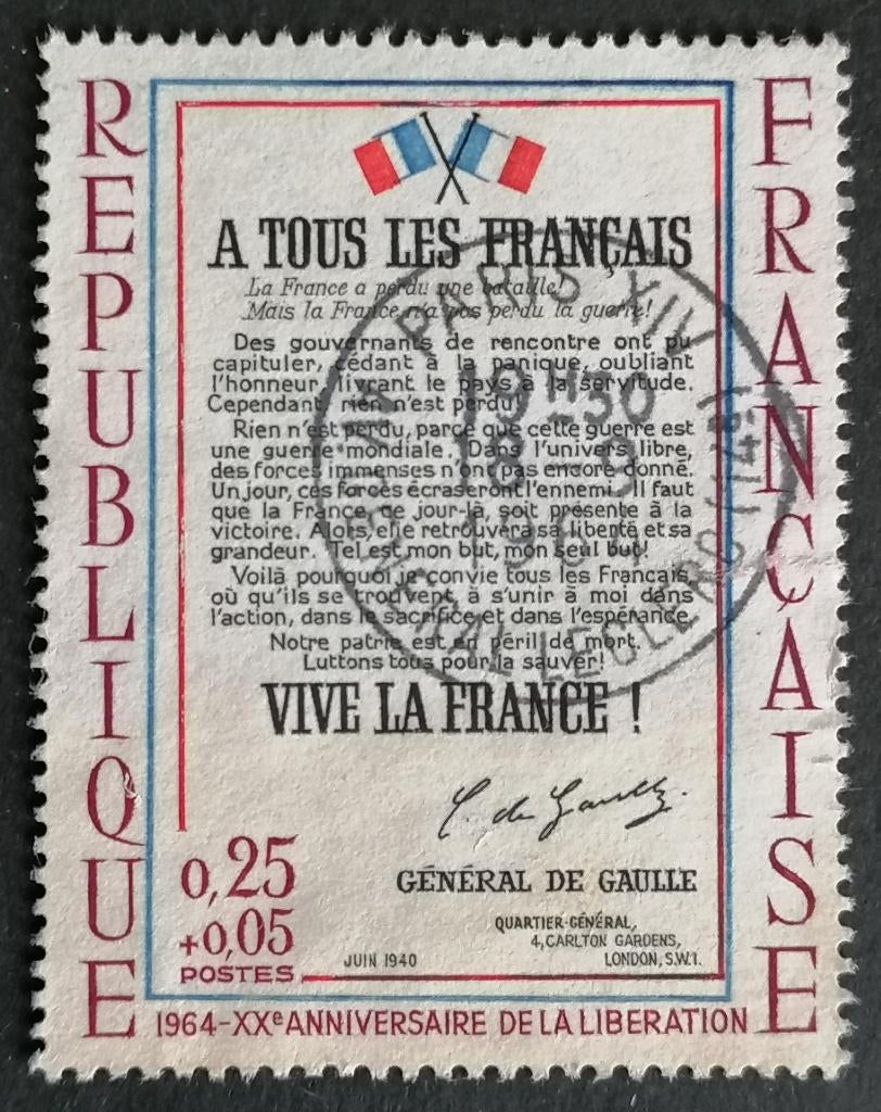FRANKRIJK - 20 jaar bevrijding 1964, Verzenden, Gestempeld