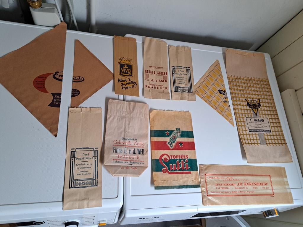 10 verschillende oude kruideniers zakken, Verzamelen, Merken en Reclamevoorwerpen, Ophalen of Verzenden