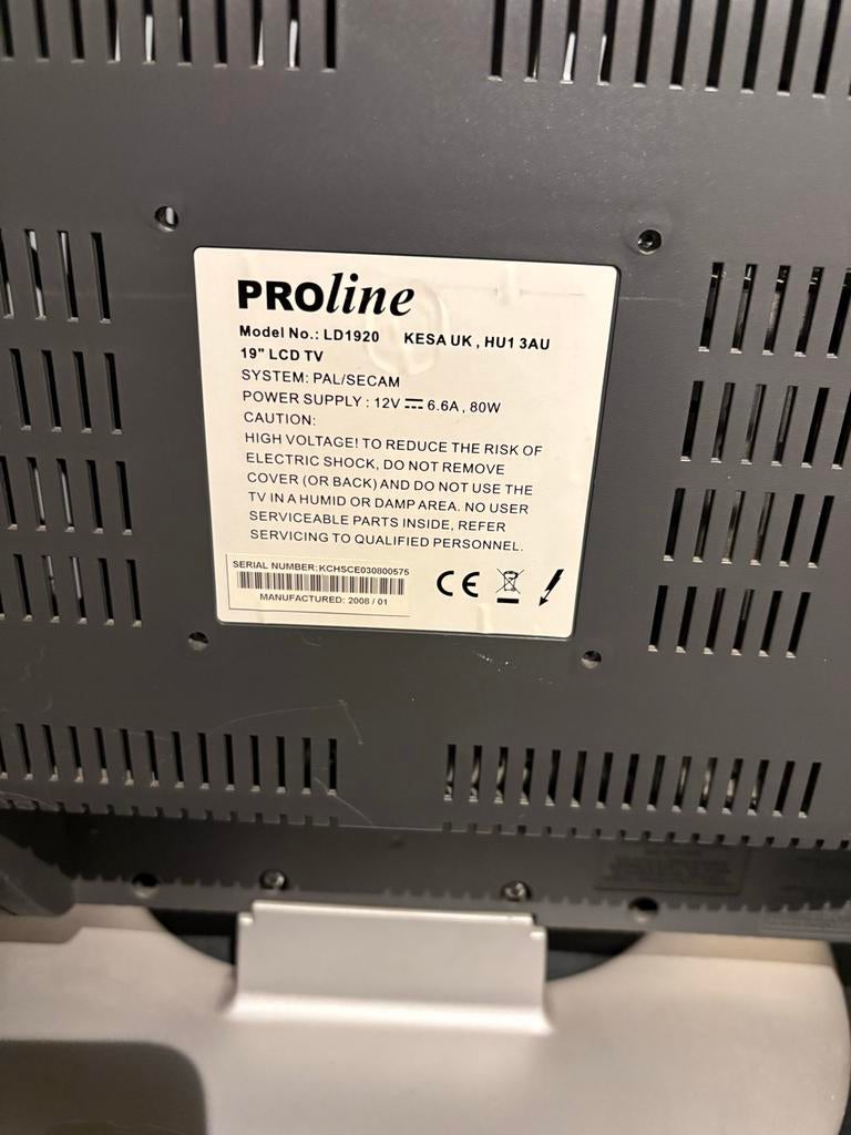 Proline 19 inch LCD TV - Compact en functioneel, Gebruikt, 50 Hz, LCD, Minder dan 40 cm