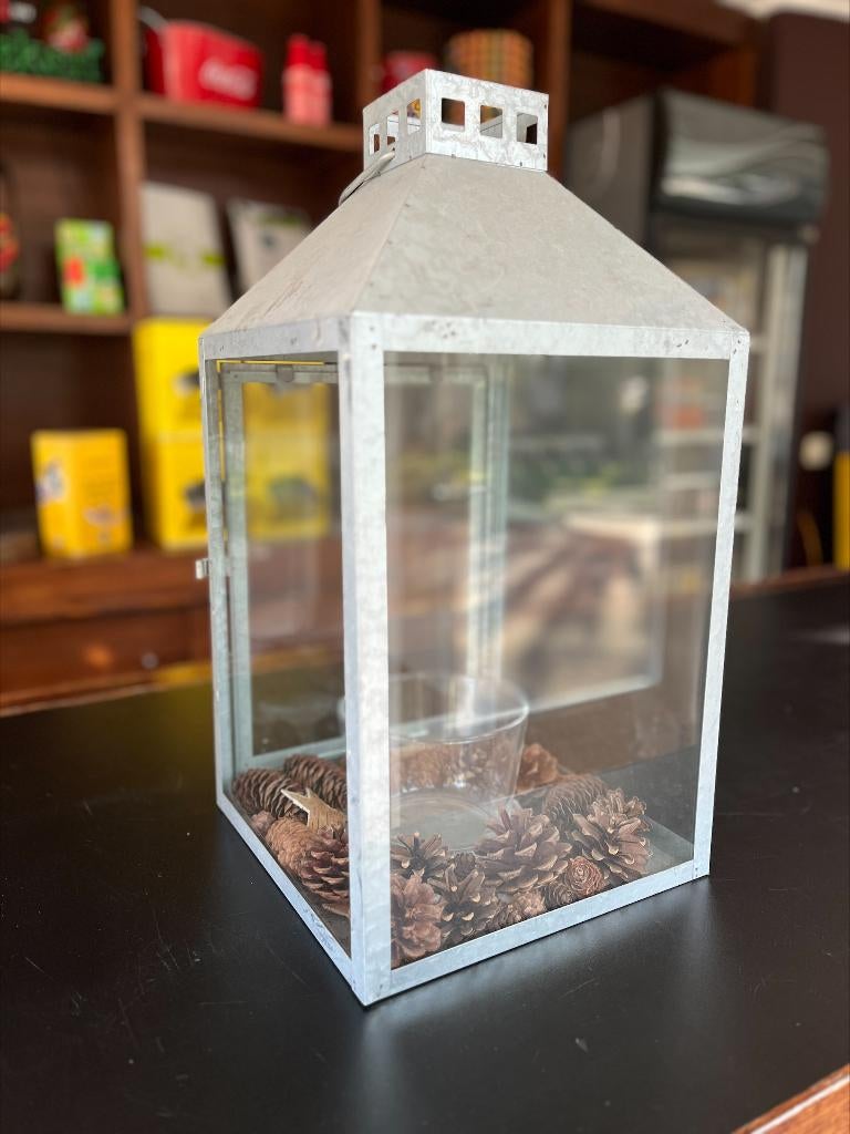 Windlicht metaal (zink), Ophalen, Gebruikt, 25 tot 50 cm, Metaal