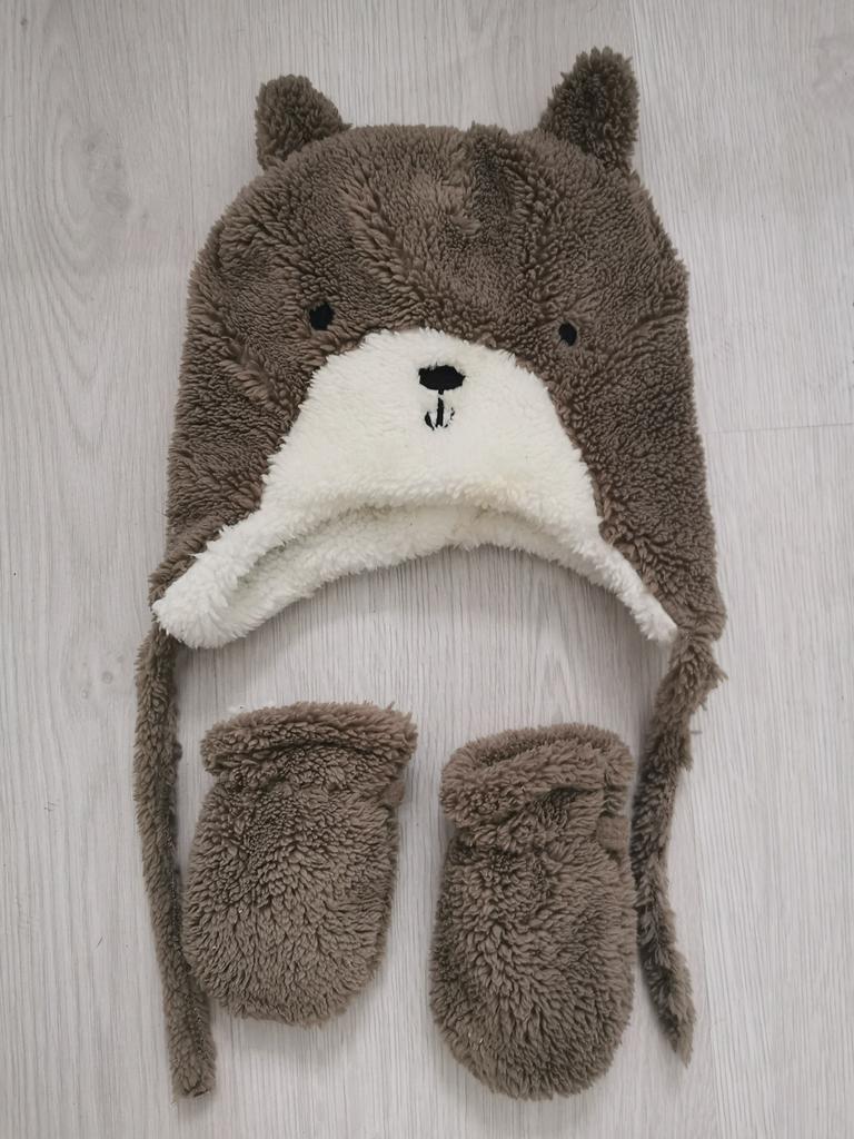 Baby beren muts + wanten, Verzenden, Zo goed als nieuw, Jongetje of Meisje, Muts