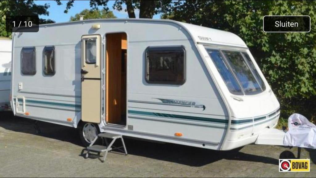 Swift Challenger 500 se Caravan - 2001. Goed Onderhouden!, Caravans en Kamperen, Caravans, Standaardzit, 75 kg, Omvormbare zithoek