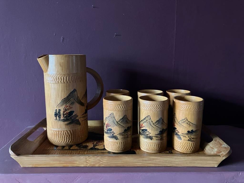 Bamboe drankset, Ophalen of Verzenden, Zo goed als nieuw, Overige materialen