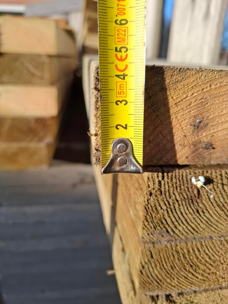 4,5x14,5x97cm geïmpregneerde balk (5 stuks), Doe-het-zelf en Verbouw, Hout en Planken, Geïmpregneerd, 25 tot 50 mm, Nieuw, Ophalen of Verzenden