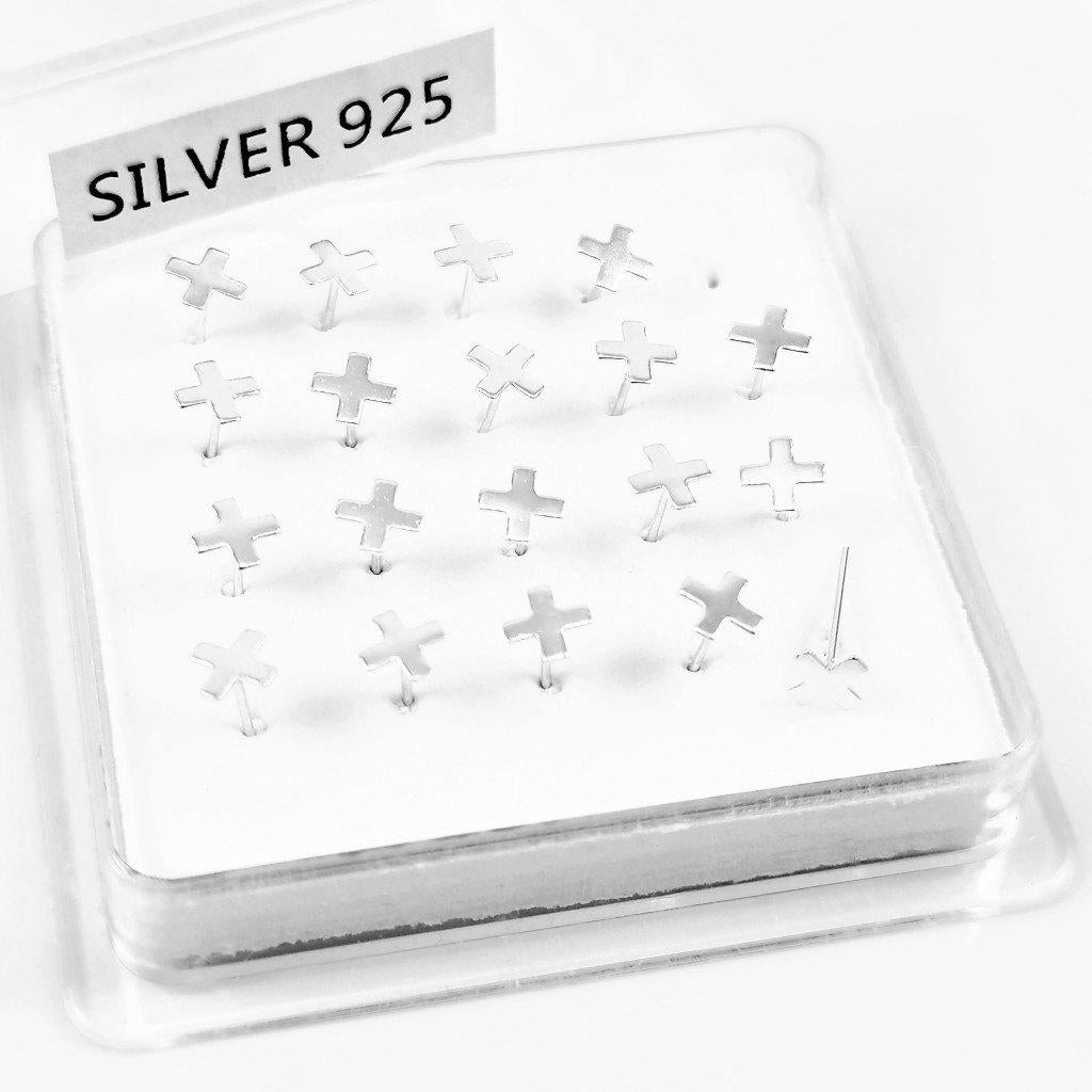 925 Sterling Zilver Kruis Neuspiercing, Sieraden, Tassen en Uiterlijk, Piercings, Nieuw, Neuspiercing, Zilver, Verzenden