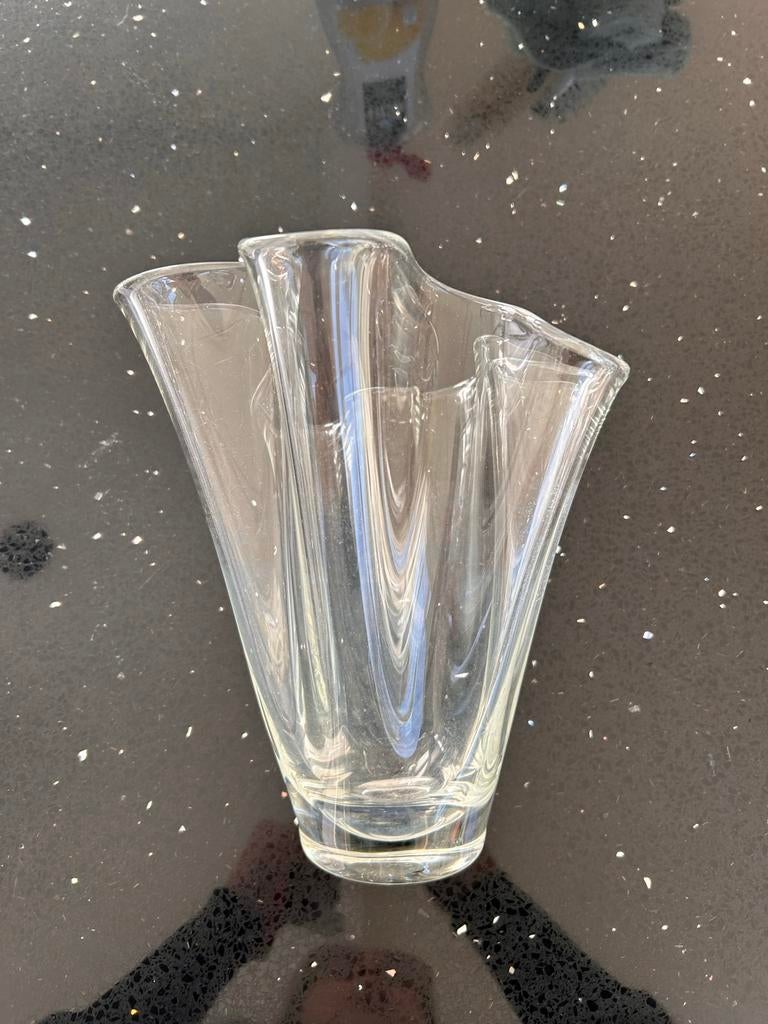 Glazen waaier vaas, Overige kleuren, Ophalen of Verzenden, Minder dan 50 cm, Glas