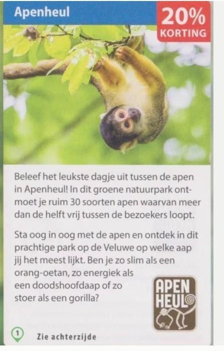 Apenheul 20% kortingscode, Tickets en Kaartjes, Drie personen of meer, Kortingskaart