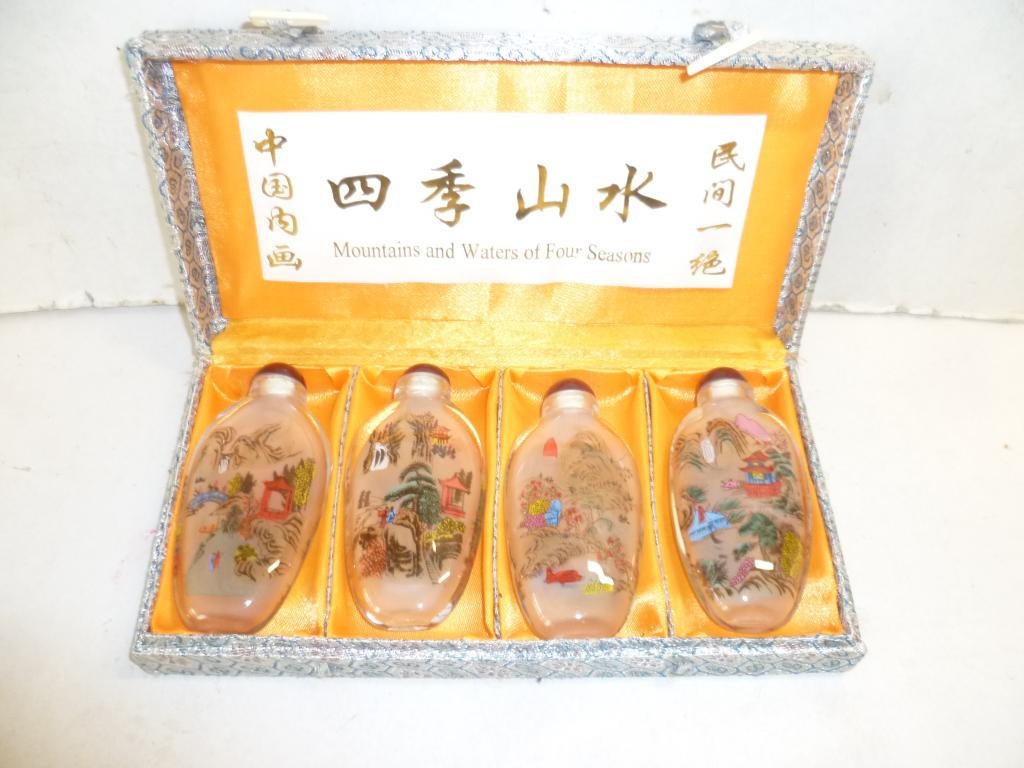 Doos 4 Chinese Flesjes 4 Jaargetijden binnen in beschilderd, Ophalen of Verzenden