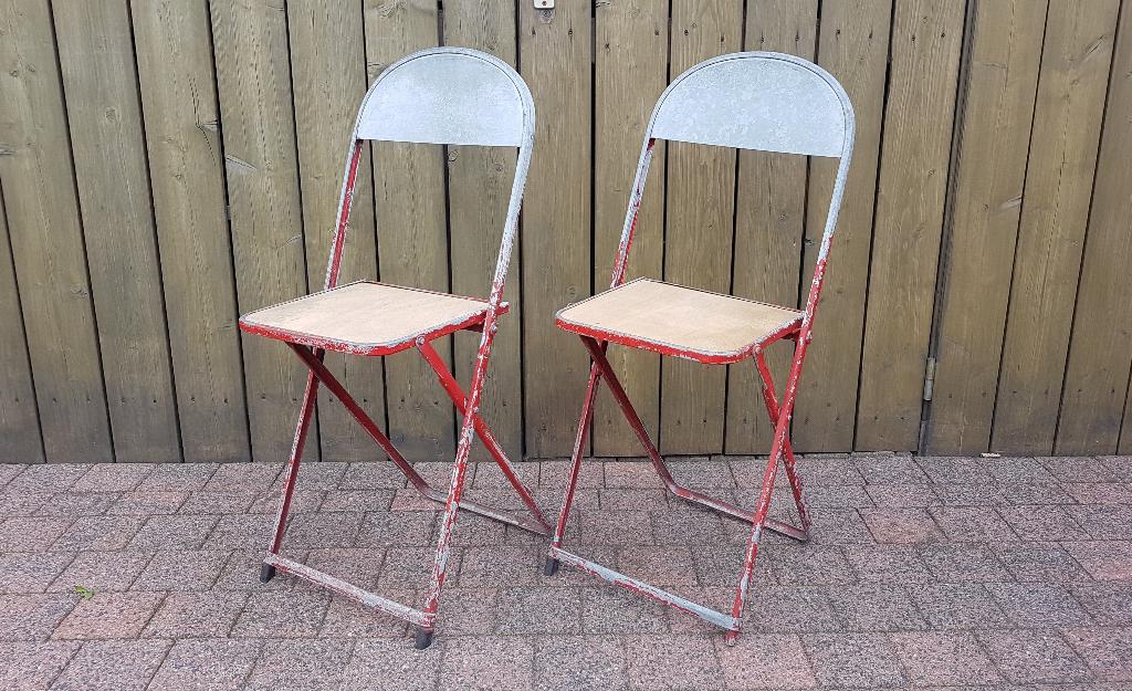 2 ODA industriële klapstoelen / brocante caféstoelen, Ophalen of Verzenden