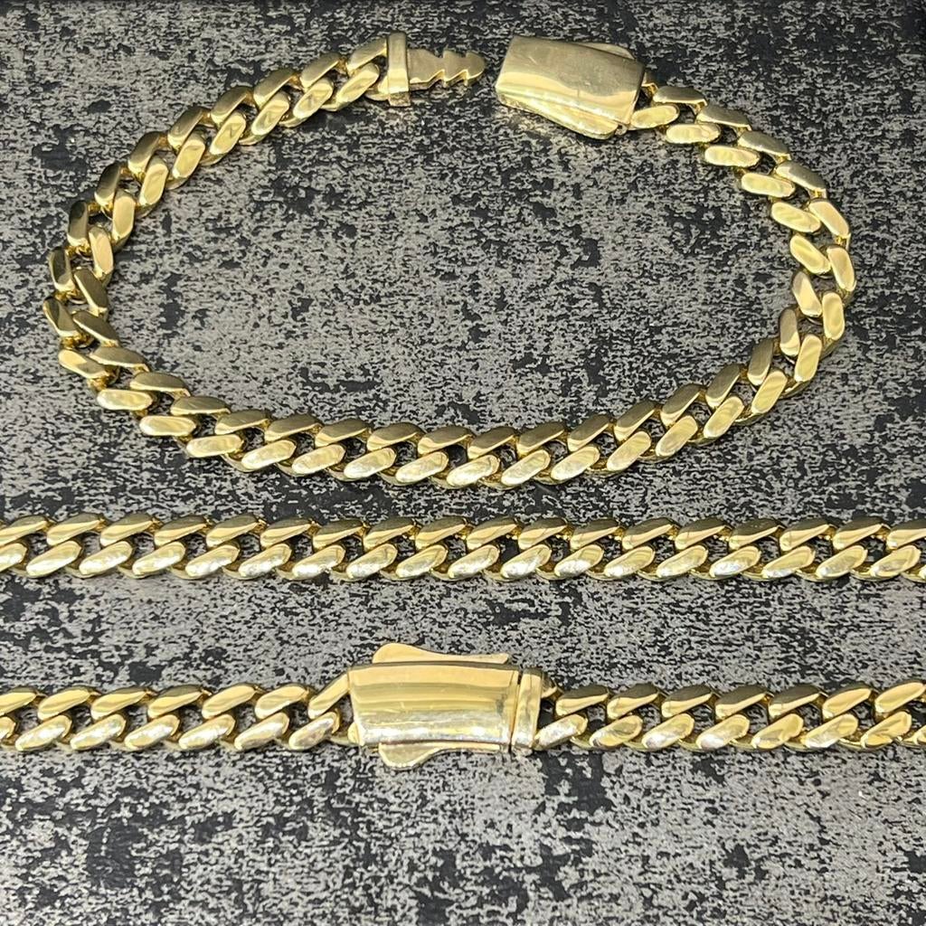14k gouden set cuban schakel ketting met armband, Ophalen of Verzenden, Nieuw, Goud
