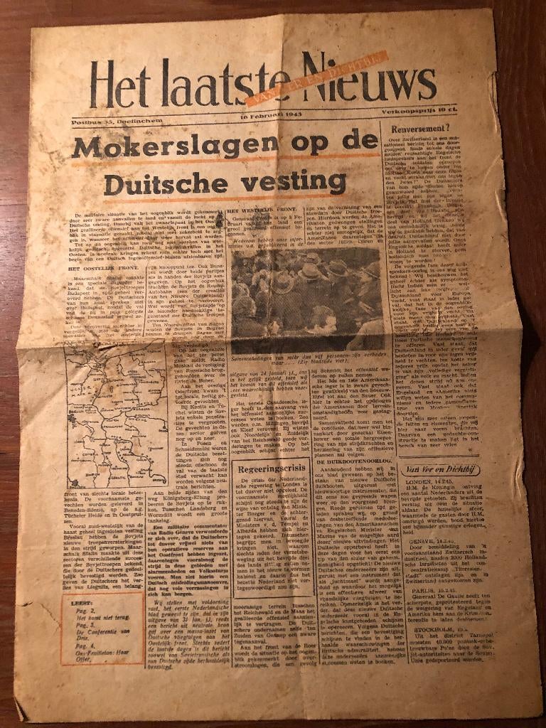 NSB Pseudopropaganda. 10 Februari 1945 Het Laatste nieuws, Verzamelen, Militaria | Tweede Wereldoorlog, Ophalen of Verzenden, Nederland