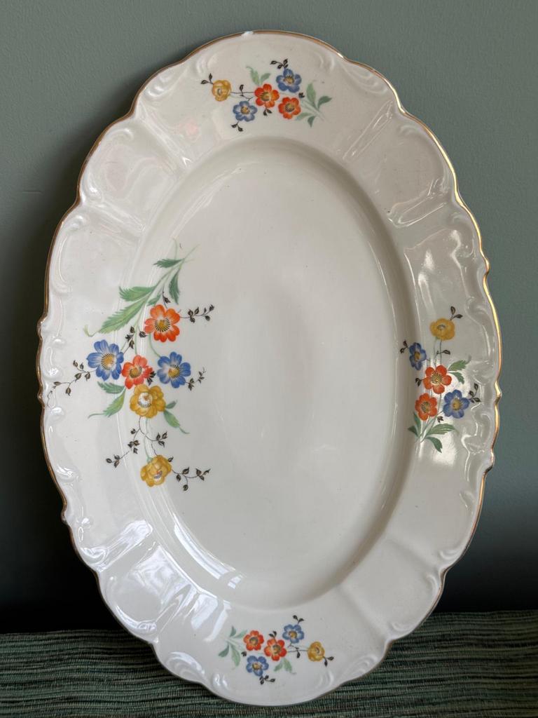 Vintage/ antieke schaal (groot) Altrohlau oranje/ blauw 1921, Antiek en Kunst, Ophalen