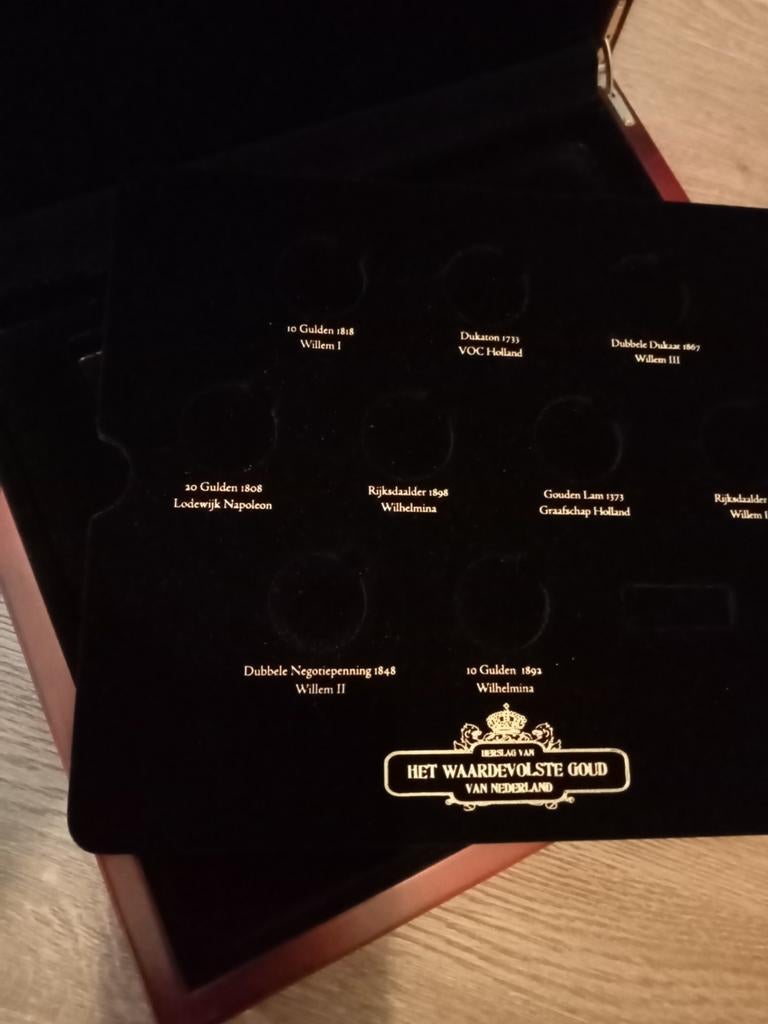 Kist Koffer Box Voor Nederlandse Verzamel Munten Goud Zie F, Koning Willem III, Setje, Goud, Overige waardes
