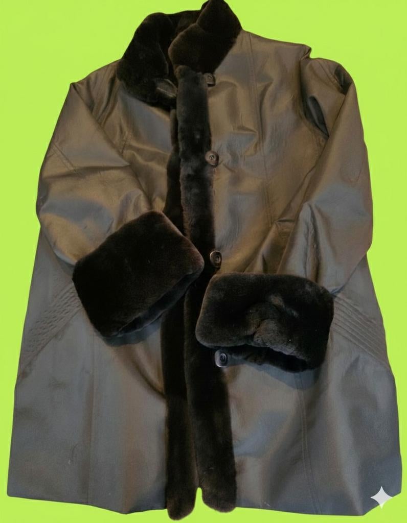 Warm gevoerde jas met imitatie bont - Maat 38, Zwart, Ophalen, Maat 38/40 (M), Onbekend