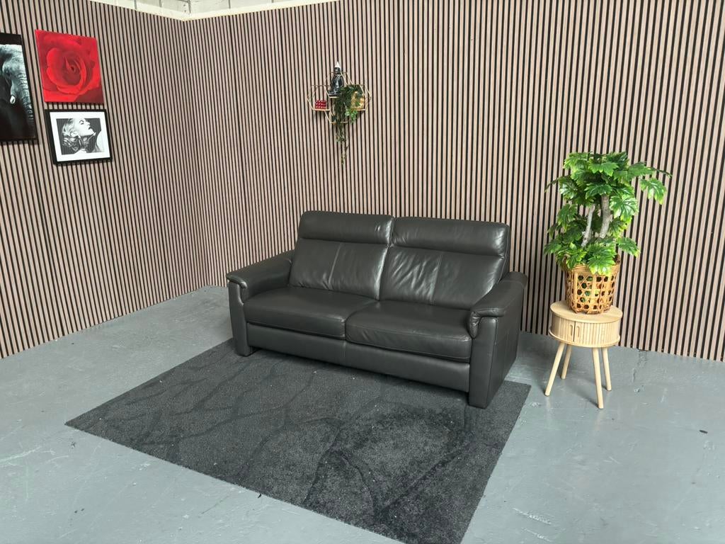 GRATIS LEVERING Leren Bank Antraciet 200x85 GEREINIGD