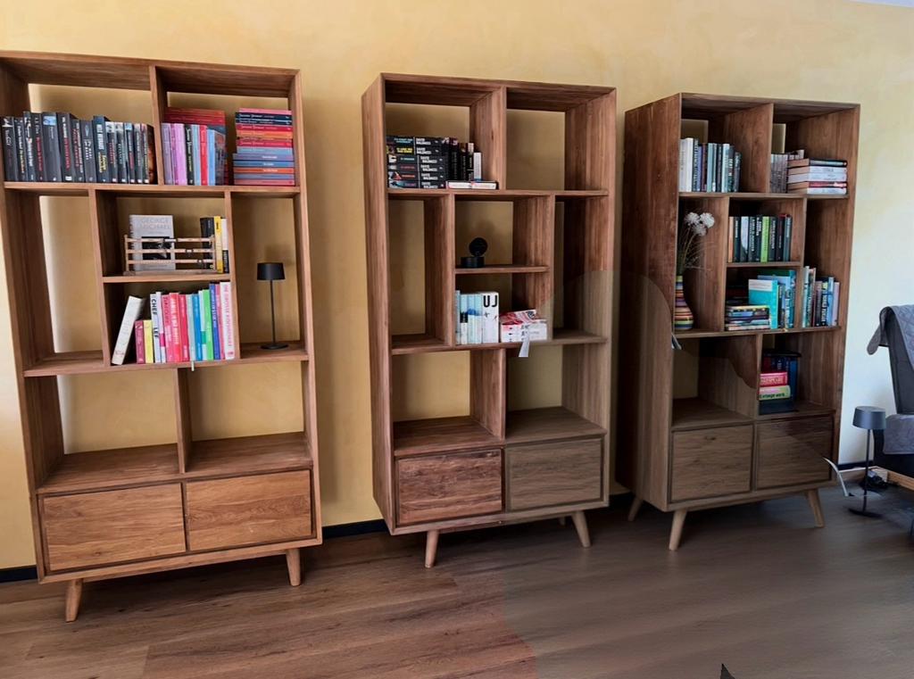 PER STUK TE KOOP: Zeer mooie teakhouten boekenkast (2 stuks), Ophalen, 200 cm of meer, Teakhout, 50 tot 100 cm
