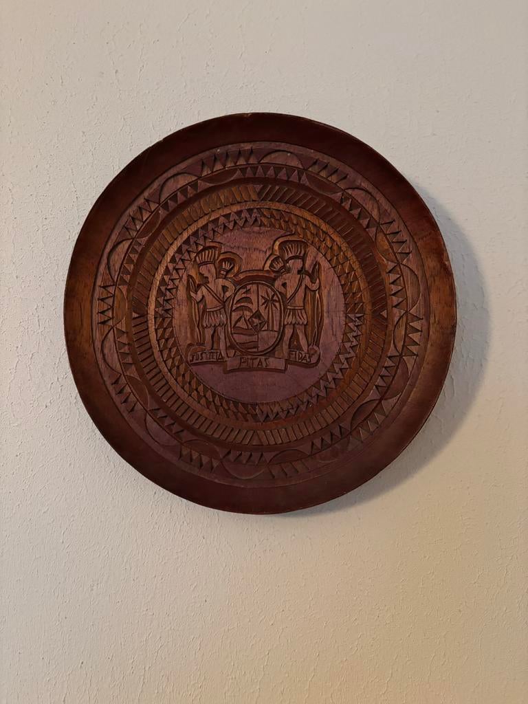 Houten Wanddecoratie met Houtsnijwerk, Ophalen of Verzenden