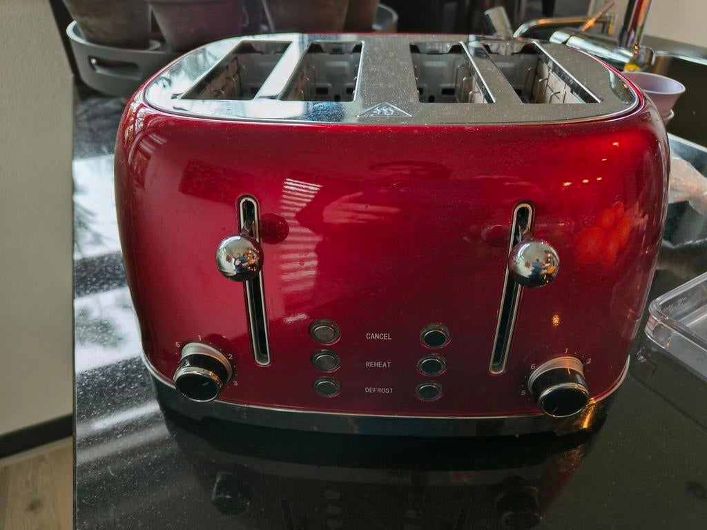 Stijlvolle retro rode broodrooster Kitchen Brothers, Ophalen, Zo goed als nieuw