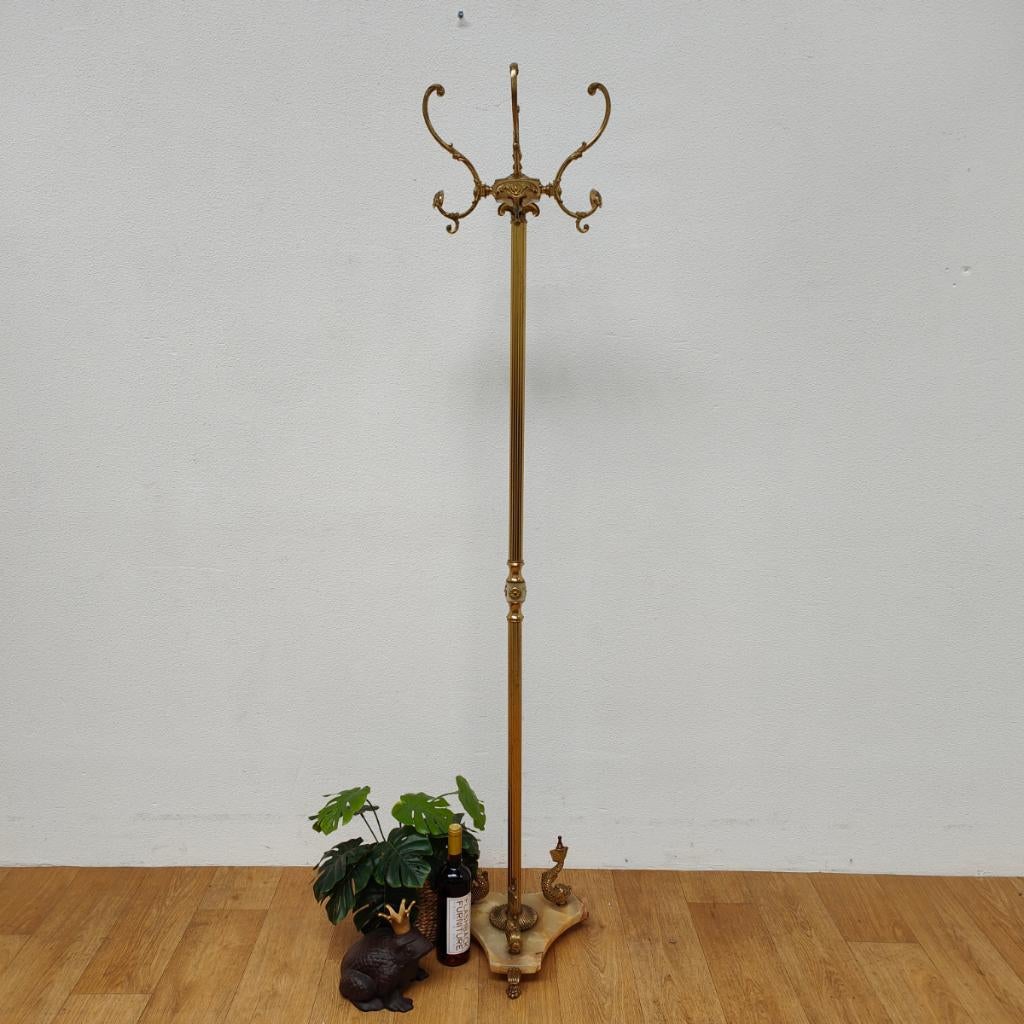 Messing en marmer staande kapstok. Regency hall tree brass, Overige materialen, Valkenswaard, Info@flashbackfurniture.nl, Flashback Furniture