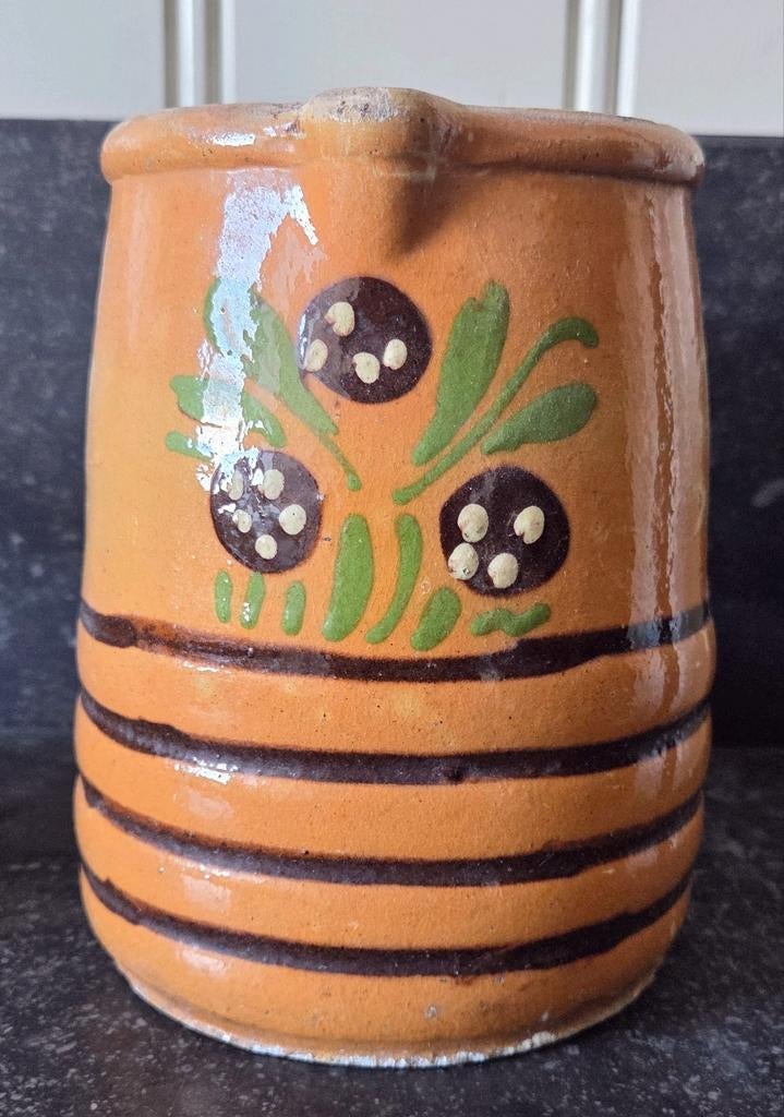 Antieke aardewerk Elzas kan, hoogte 16 cm, Ophalen of Verzenden