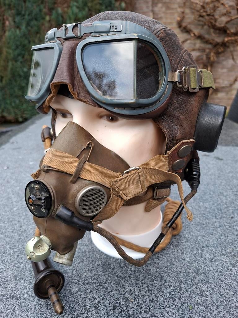 RAF C TYPE FLYING HELMET , OXYGEN MASK, HEADSET MK8 GOGGLES, Verzamelen, Militaria | Tweede Wereldoorlog, Luchtmacht, Helm of Baret