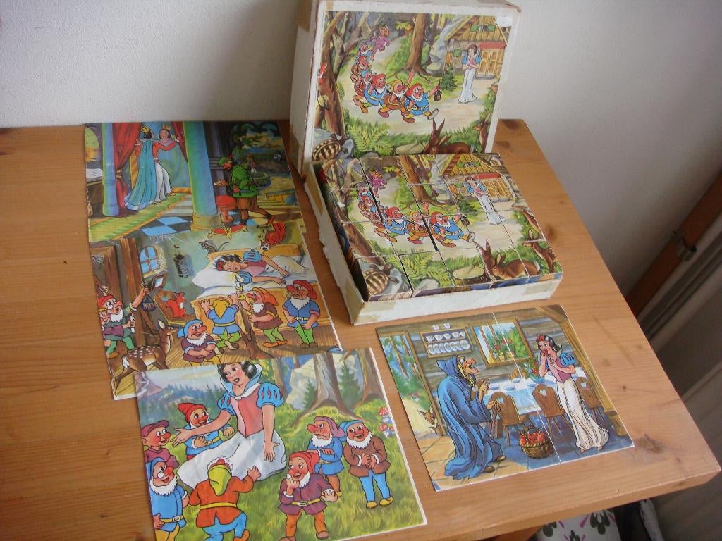 Ouderwetse blokkenpuzzel in doos, Antiek en Kunst, Ophalen of Verzenden