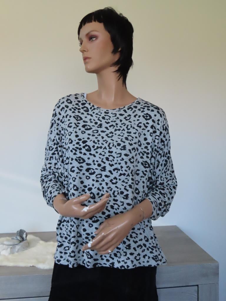 OPUS Grijs/Zwarte Panter Shirt/Dunne Trui 44 XXL, Maat 46/48 (XL) of groter, Ophalen of Verzenden, Zo goed als nieuw, Korte mouw