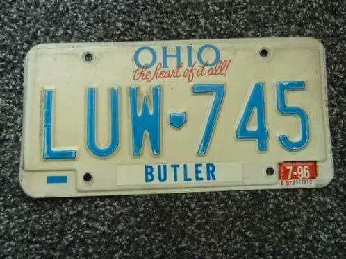 Kentekenplaat licenseplate Ohio Butler 96 USA, Verzenden, Gebruikt, Auto's