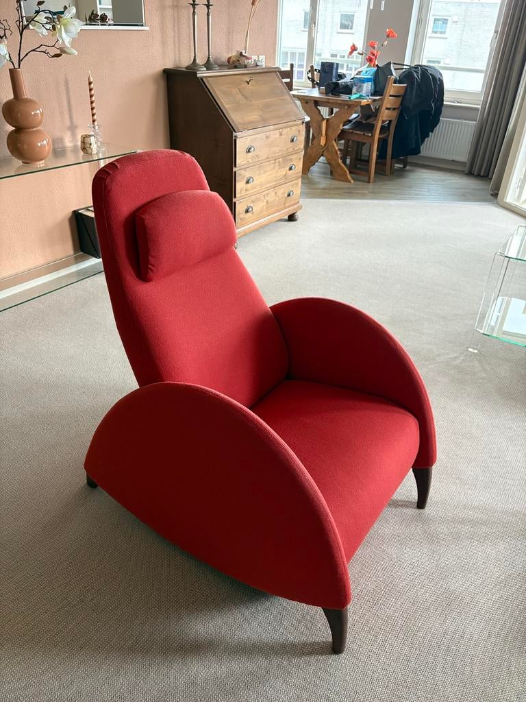 Rode lounge fauteuil van Pode door LeoLux, Ophalen, Gebruikt, 75 tot 100 cm, 75 tot 100 cm