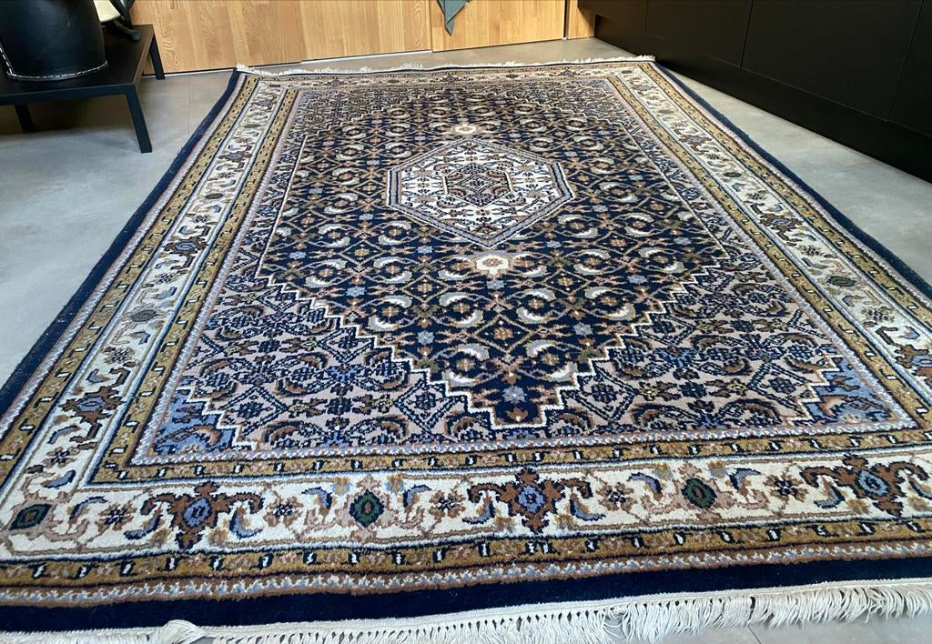 Feraghan Perzisch tapijt design Hamadan 245x170, Ophalen, Gebruikt, Blauw, 150 tot 200 cm