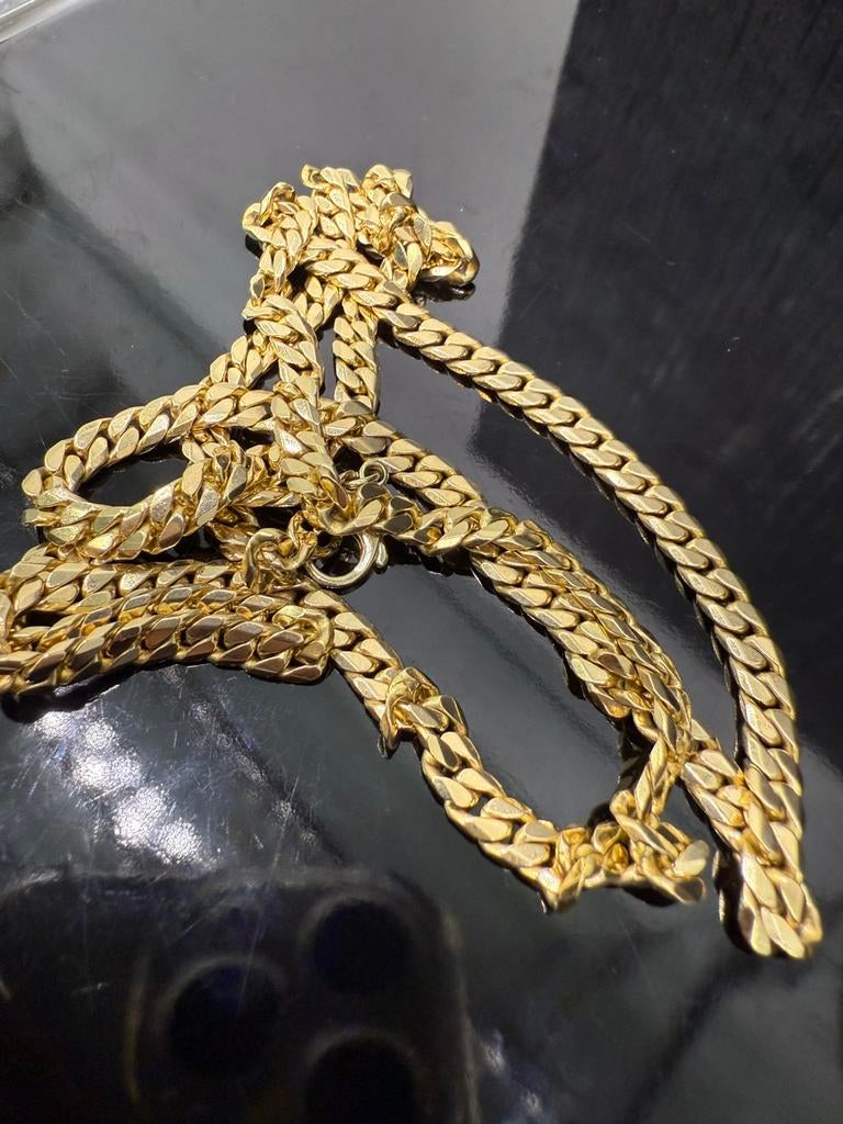 Prachtige 14 karaats gouden massieve cuban ketting, Ophalen of Verzenden, Nieuw, Goud