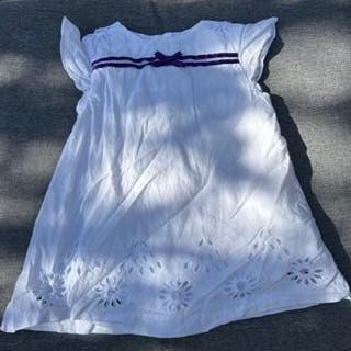 Coco Acqua Spaans Broderie Jurkje – Maat 80 – Wit/Marine, Gebruikt, Coco Acqua, Meisje, Jurkje of Rokje