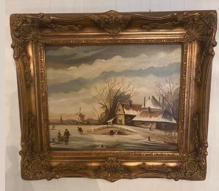 Schilderij Hollands winterlandschap, Ophalen