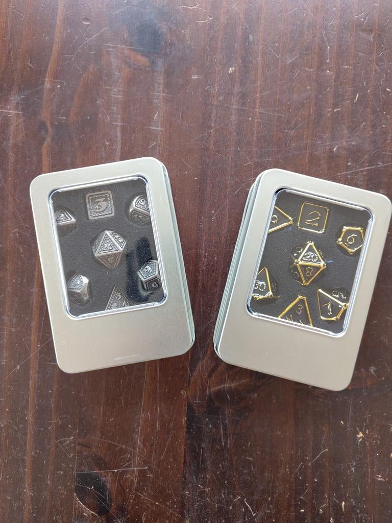 2 Sets Metalen TTRPG Dobbelstenen - Dungeons & Dragons, Hobby en Vrije tijd, Wargaming, Ophalen of Verzenden, Nieuw, Overige soorten