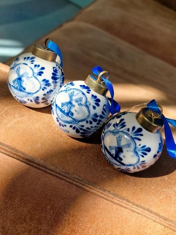 Delfts blauwe kerstballen set 3, Ophalen of Verzenden