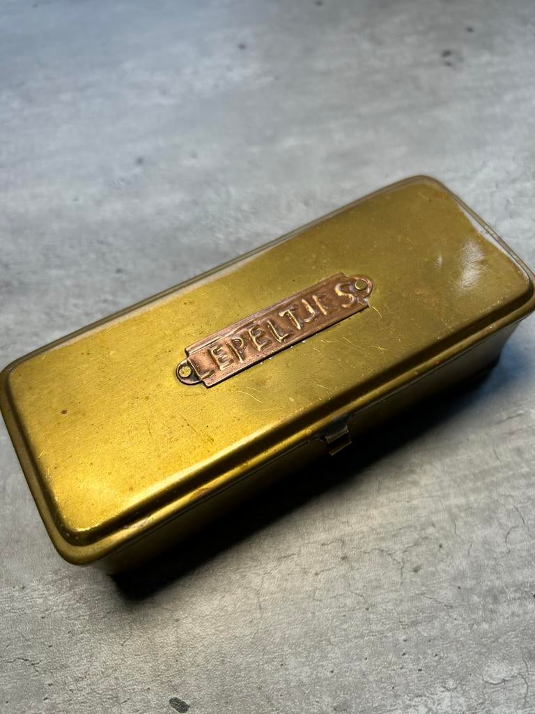 Antiek koperen  lepel doosje 13 x 5 x 4,5 cm, Antiek en Kunst, Antiek | Koper en Brons, Ophalen of Verzenden