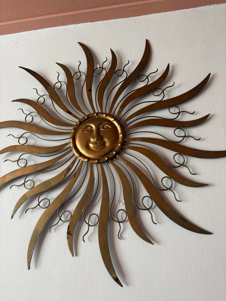 Italiaanse designer stalen zon wanddecoratie, Ophalen of Verzenden, Gebruikt
