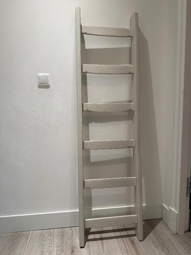 Brocante houten ladder, Huis en Inrichting, Woonaccessoires | Overige, Ophalen, Hout, Beige, Gebruikt