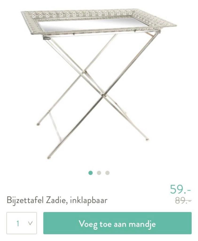 2x Bijzettafel met dienblad, Gebruikt, Metaal of Aluminium, 55 tot 75 cm, Rechthoekig