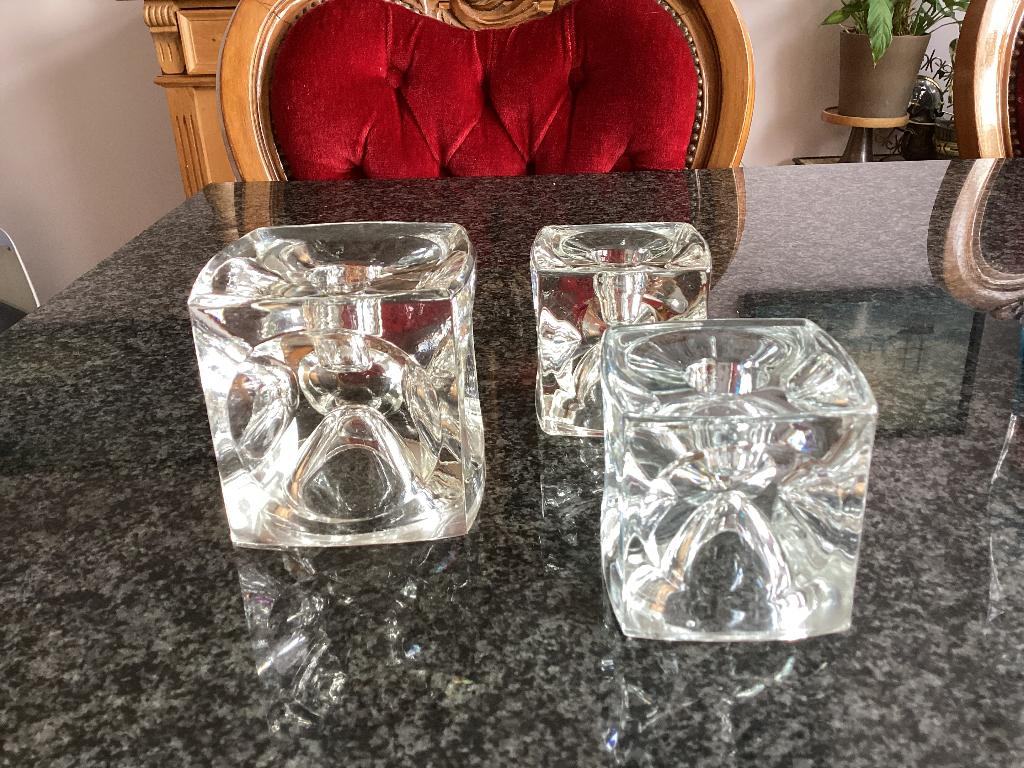 Kandelaars, glas, kristal, Sklo Union, kubus, vintage, Ophalen