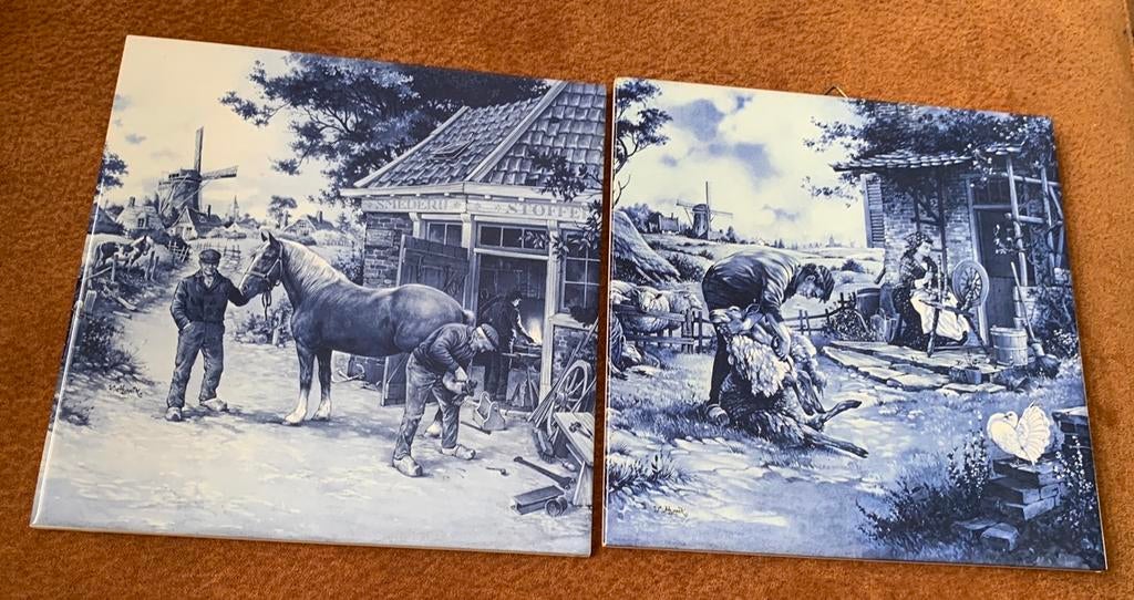 Antieke J.C. van Hunnik Mosa Tegels - Boerderij, Antiek en Kunst, Ophalen of Verzenden